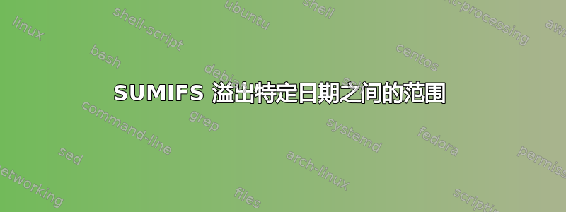 SUMIFS 溢出特定日期之间的范围