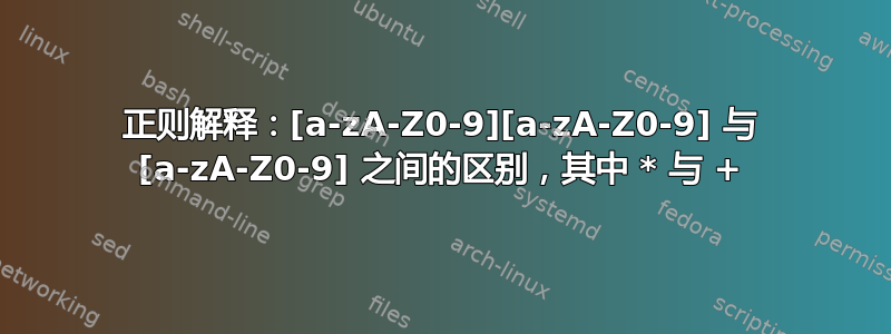 正则解释：[a-zA-Z0-9][a-zA-Z0-9] 与 [a-zA-Z0-9] 之间的区别，其中 * 与 +