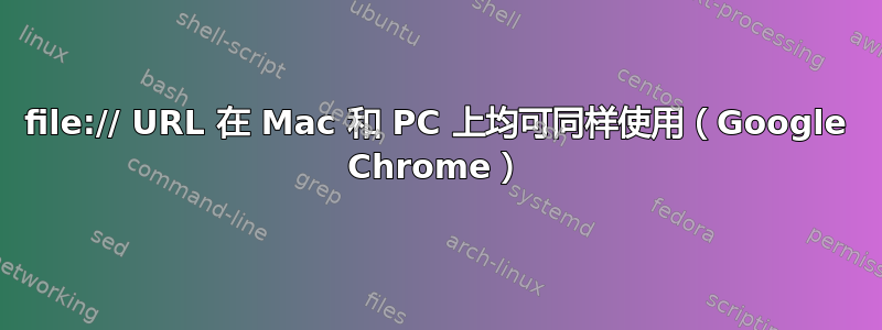 file:// URL 在 Mac 和 PC 上均可同样使用（Google Chrome）