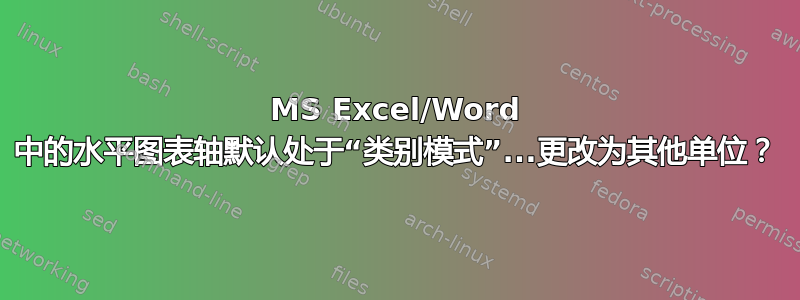 MS Excel/Word 中的水平图表轴默认处于“类别模式”...更改为其他单位？