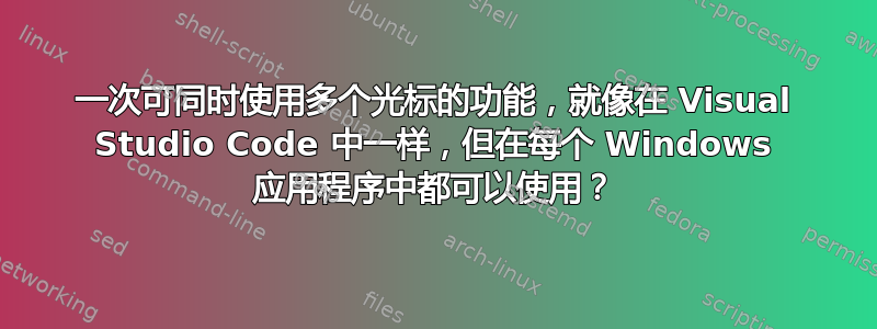 一次可同时使用多个光标的功能，就像在 Visual Studio Code 中一样，但在每个 Windows 应用程序中都可以使用？