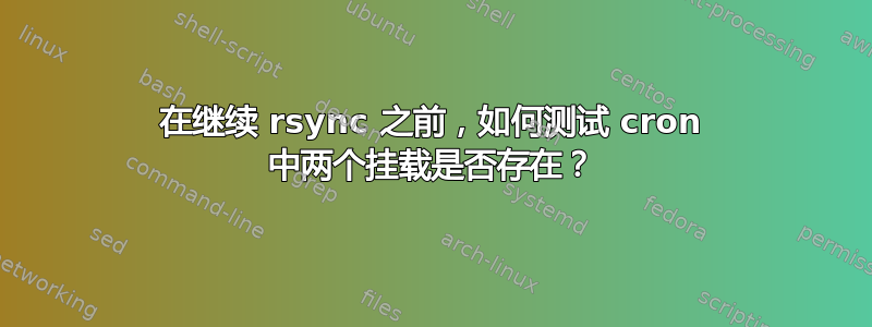 在继续 rsync 之前，如何测试 cron 中两个挂载是否存在？