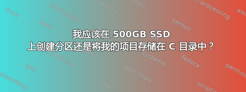 我应该在 500GB SSD 上创建分区还是将我的项目存储在 C 目录中？