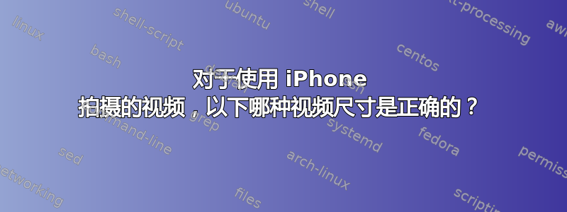 对于使用 iPhone 拍摄的视频，以下哪种视频尺寸是正确的？