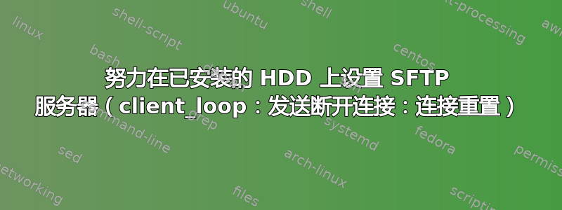 努力在已安装的 HDD 上设置 SFTP 服务器（client_loop：发送断开连接：连接重置）