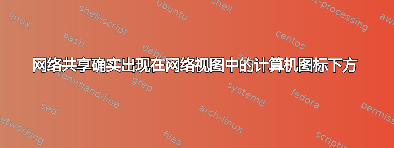 网络共享确实出现在网络视图中的计算机图标下方