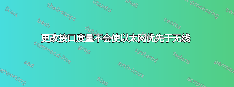 更改接口度量不会使以太网优先于无线