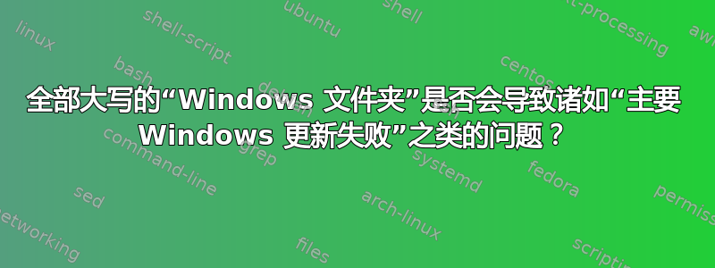 全部大写的“Windows 文件夹”是否会导致诸如“主要 Windows 更新失败”之类的问题？