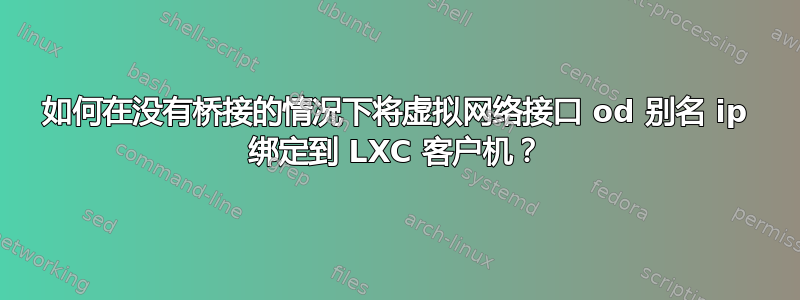 如何在没有桥接的情况下将虚拟网络接口 od 别名 ip 绑定到 LXC 客户机？