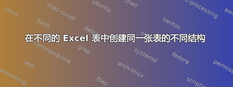 在不同的 Excel 表中创建同一张表的不同结构