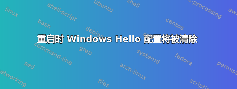 重启时 Windows Hello 配置将被清除