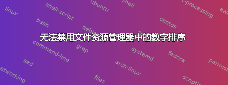 无法禁用文件资源管理器中的数字排序