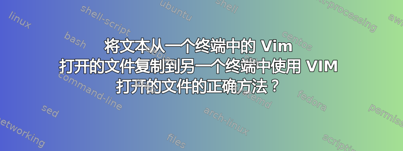 将文本从一个终端中的 Vim 打开的文件复制到另一个终端中使用 VIM 打开的文件的正确方法？