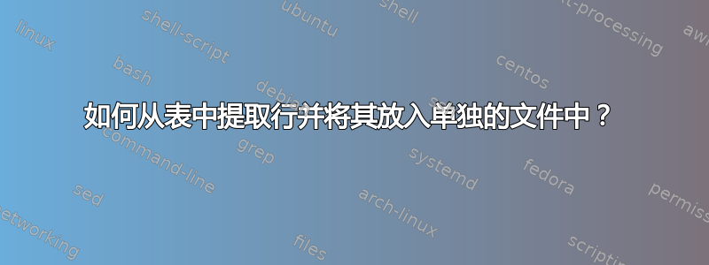 如何从表中提取行并将其放入单独的文件中？