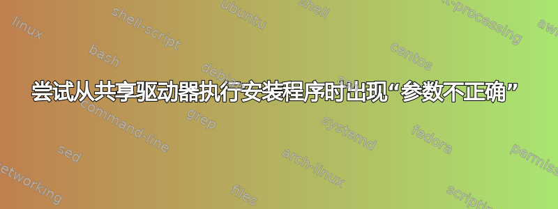 尝试从共享驱动器执行安装程序时出现“参数不正确”