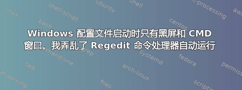 Windows 配置文件启动时只有黑屏和 CMD 窗口。我弄乱了 Regedit 命令处理器自动运行