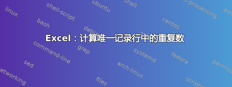 Excel：计算唯一记录行中的重复数