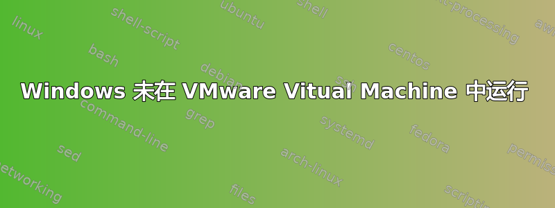 Windows 未在 VMware Vitual Machine 中运行