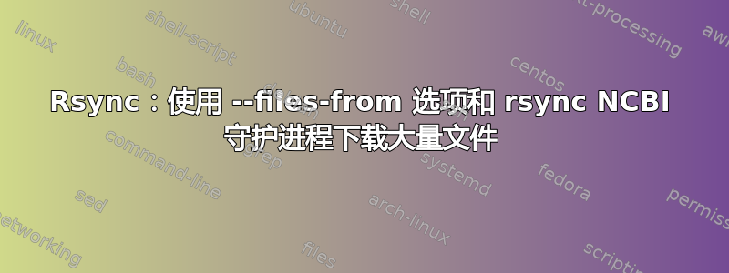 Rsync：使用 --files-from 选项和 rsync NCBI 守护进程下载大量文件