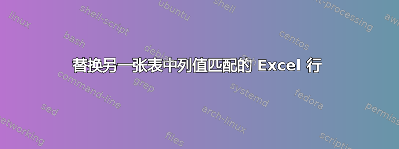 替换另一张表中列值匹配的 Excel 行