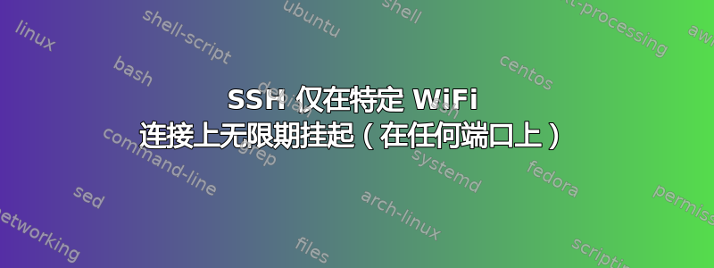 SSH 仅在特定 WiFi 连接上无限期挂起（在任何端口上）