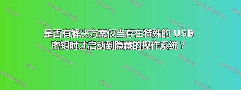 是否有解决方案仅当存在特殊的 USB 密钥时才启动到隐藏的操作系统？