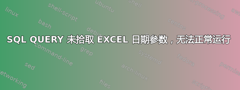 SQL QUERY 未拾取 EXCEL 日期参数，无法正常运行