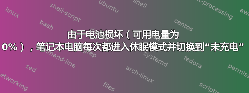 由于电池损坏（可用电量为 0%），笔记本电脑每次都进入休眠模式并切换到“未充电”