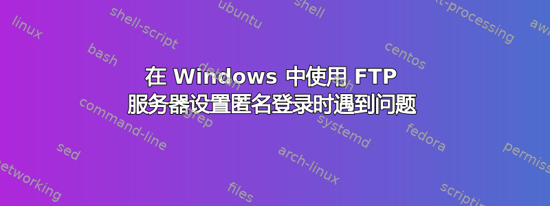 在 Windows 中使用 FTP 服务器设置匿名登录时遇到问题