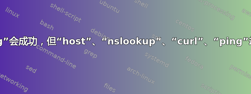 为什么“dig”会成功，但“host”、“nslookup”、“curl”、“ping”却都失败？