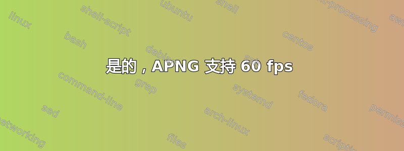 是的，APNG 支持 60 fps