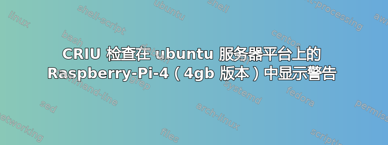 CRIU 检查在 ubuntu 服务器平台上的 Raspberry-Pi-4（4gb 版本）中显示警告