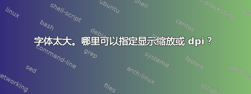 字体太大。哪里可以指定显示缩放或 dpi？