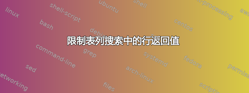 限制表列搜索中的行返回值