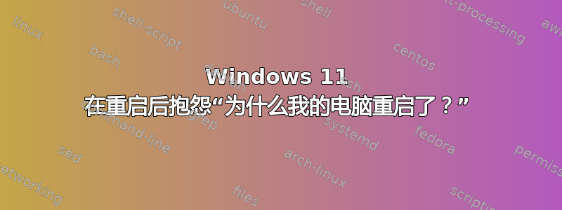 Windows 11 在重启后抱怨“为什么我的电脑重启了？”