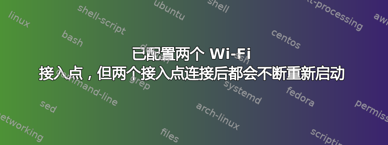 已配置两个 Wi-Fi 接入点，但两个接入点连接后都会不断重新启动