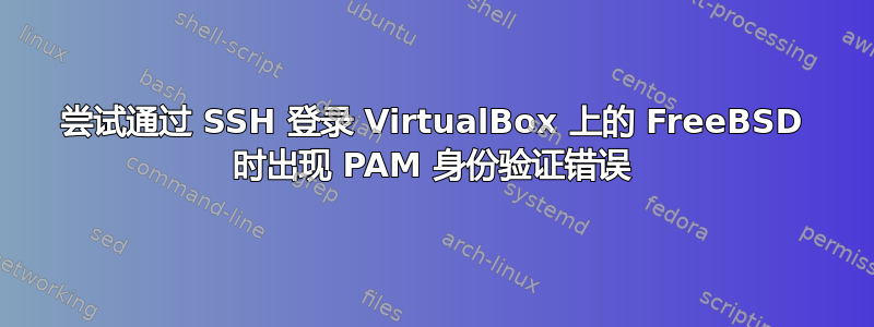 尝试通过 SSH 登录 VirtualBox 上的 FreeBSD 时出现 PAM 身份验证错误