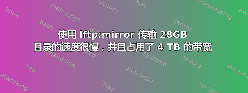 使用 lftp:mirror 传输 28GB 目录的速度很慢，并且占用了 4 TB 的带宽