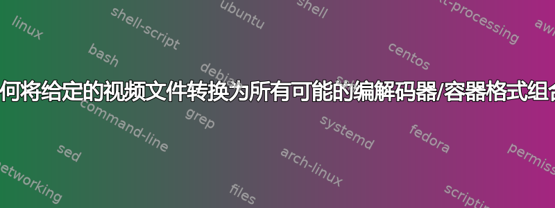 如何将给定的视频文件转换为所有可能的编解码器/容器格式组合