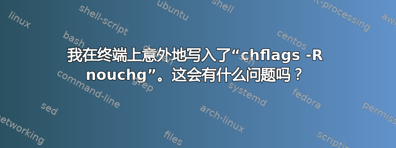 我在终端上意外地写入了“chflags -R nouchg”。这会有什么问题吗？