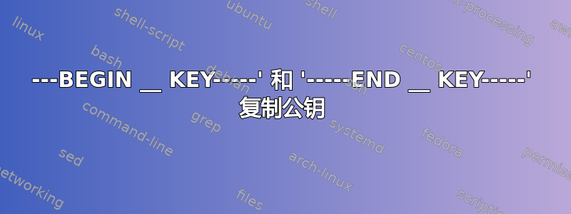 ---BEGIN __ KEY-----' 和 '-----END __ KEY-----' 复制公钥