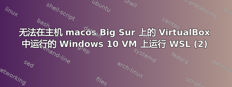 无法在主机 macos Big Sur 上的 VirtualBox 中运行的 Windows 10 VM 上运行 WSL (2)