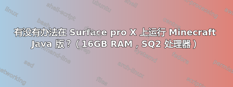 有没有办法在 Surface pro X 上运行 Minecraft Java 版？（16GB RAM，SQ2 处理器）