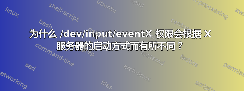 为什么 /dev/input/eventX 权限会根据 X 服务器的启动方式而有所不同？