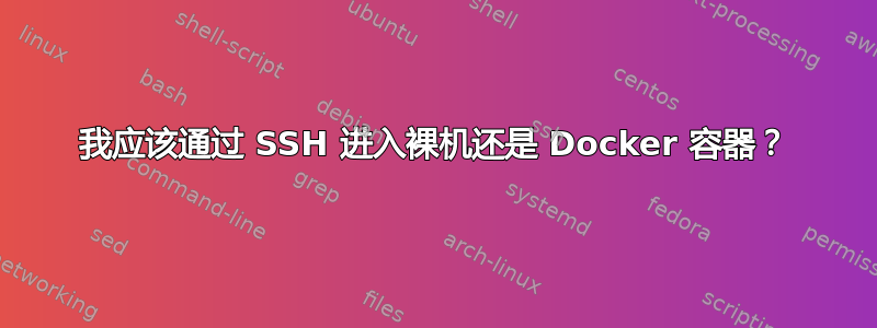 我应该通过 SSH 进入裸机还是 Docker 容器？