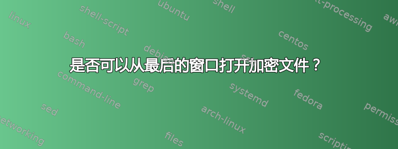 是否可以从最后的窗口打开加密文件？