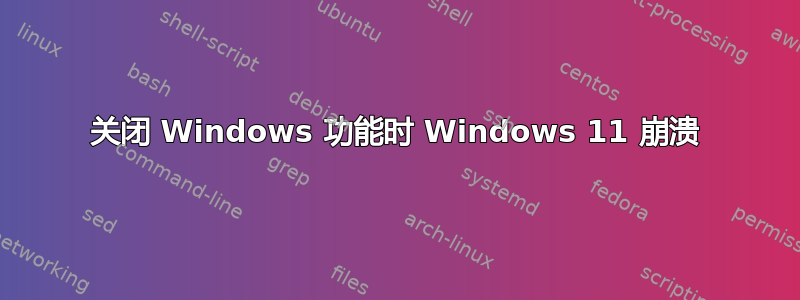 关闭 Windows 功能时 Windows 11 崩溃