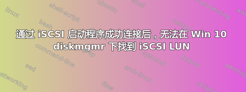 通过 iSCSI 启动程序成功连接后，无法在 Win 10 diskmgmr 下找到 iSCSI LUN