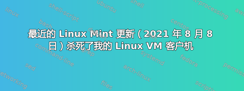 最近的 Linux Mint 更新（2021 年 8 月 8 日）杀死了我的 Linux VM 客户机