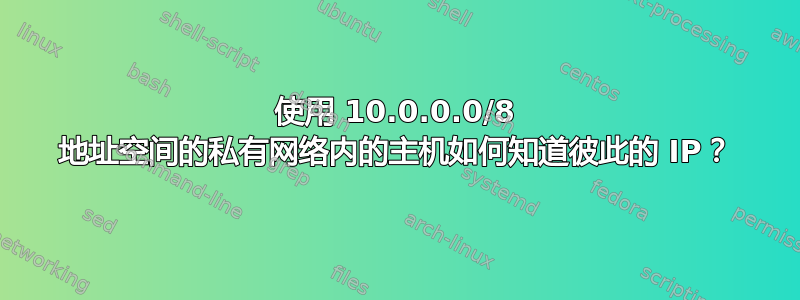 使用 10.0.0.0/8 地址空间的私有网络内的主机如何知道彼此的 IP？